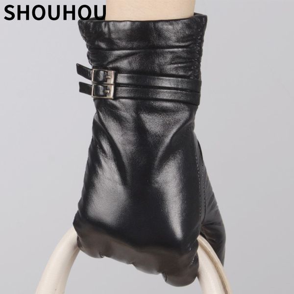 

shouhou 2017 women winter gloves female genuine leather gloves fashion girls christmas gift party show dancing mittens, Blue;gray