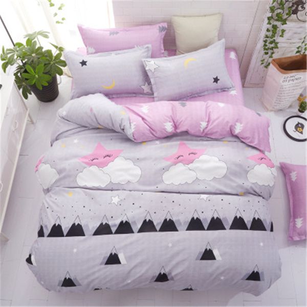

pink new sheet, pillowcase and duvet cover pastoral style modern bedding set 3/4 pcs, for your home to send warm bedding