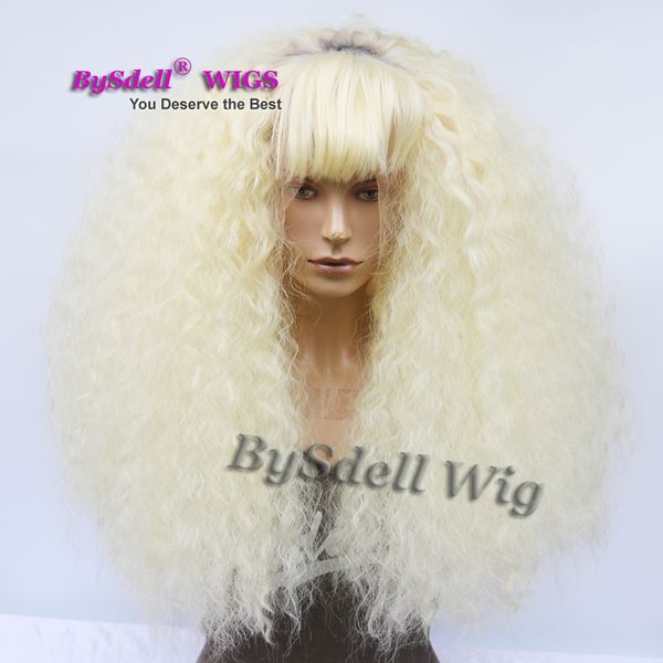 Insta Men Afro Kinky Curly Wig Synthetic Blonde Witch Big Hair