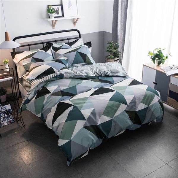 

4pcs duvet cover set flat bed sheet pillow cover bed linen moon plaid kids bedding set single twin full  king size