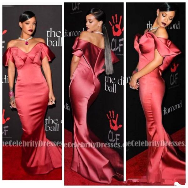 

скромные арабские вечерние платья без спинки 2019 секси русалка с плеча rihanna формальные вечеринки пром платья знаменитостей, Black