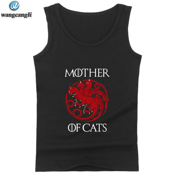 

anime mother of cats summer print tank vest women/men bodybuilding fitness tank exercise workout casual t shirt, White