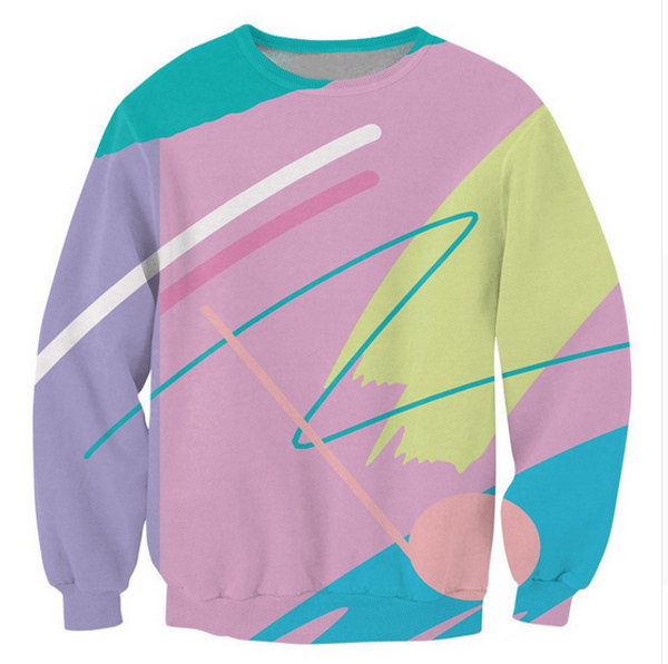 

men women long sleeve outerwear harajuku hipster pullover fresh paint 3d print crewneck casual sweatshirt sz015, Black