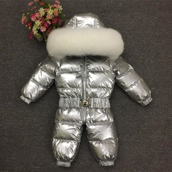 Hot Winter Baby Roupas Criança Meninos Meninas Meninas Bebê Romper Duck Down Jumpsuits Com Capuz Colarinho Branco Collar Crianças Outerwear Crianças Snowsuit