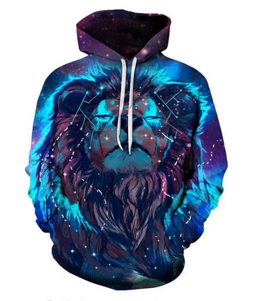 

lion constellation printed hoodies 3d men women hooded pullover 6xl sweatshirts casual pocket outwear novelty coat qw09, Black