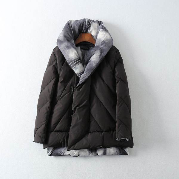 

winter 2018 new women's dress big lapel design feeling 90 white duck short style double-face down jacket 90134, Black