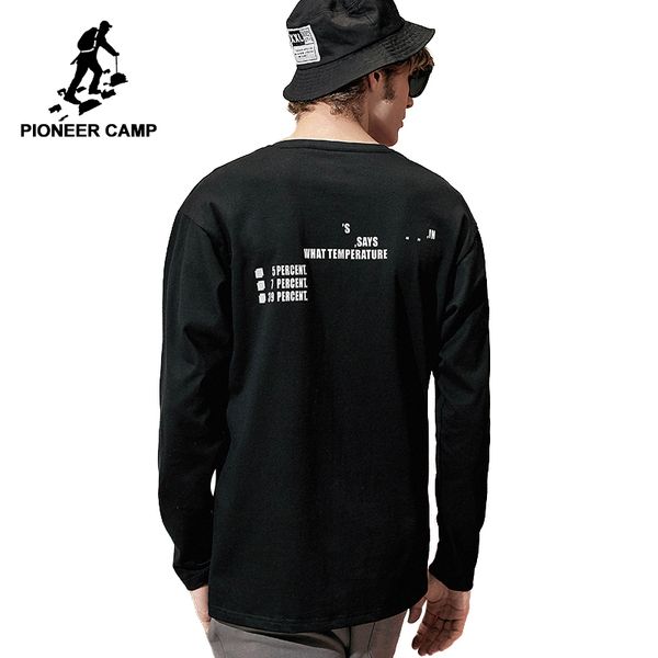 

pioneer camp new fashion long sleeve t shirt men brand clothing front back print t-shirt male pure cotton quality tees act801279, White;black