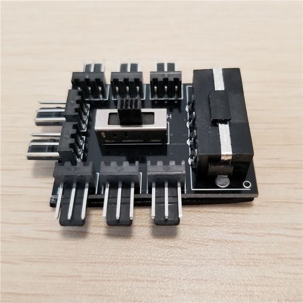 

pc computer ide molex 1 to 8 multi way splitter cooler cooling fan hub 3pin 12v power socket pcb adapter 2 level speed control