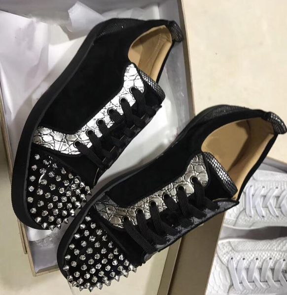 

fashion designer sneakers low red bottoms spikes flats shoes men womens suede leather sneakers party designer shoes 35-46, Black