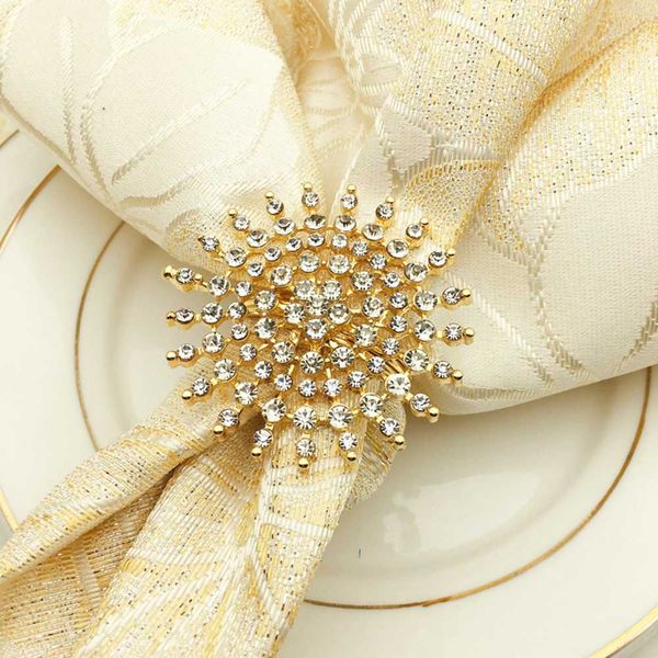 

12pcs fine napkin circle l wedding supplies napkin ring imitation gold diamond pearl buckle deskdecoration