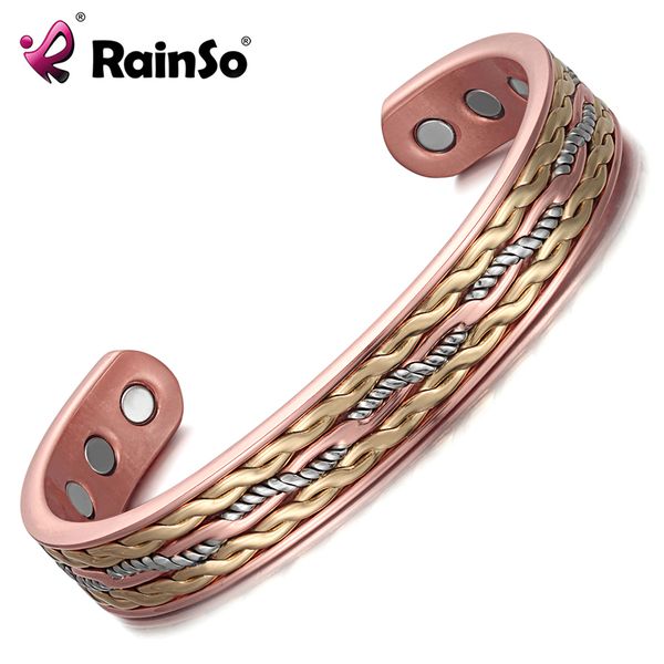 

rainso classic magnetic copper bangle bracelet healing bio energy therapy cuff bangle women men jewelry relief arthritis, Black