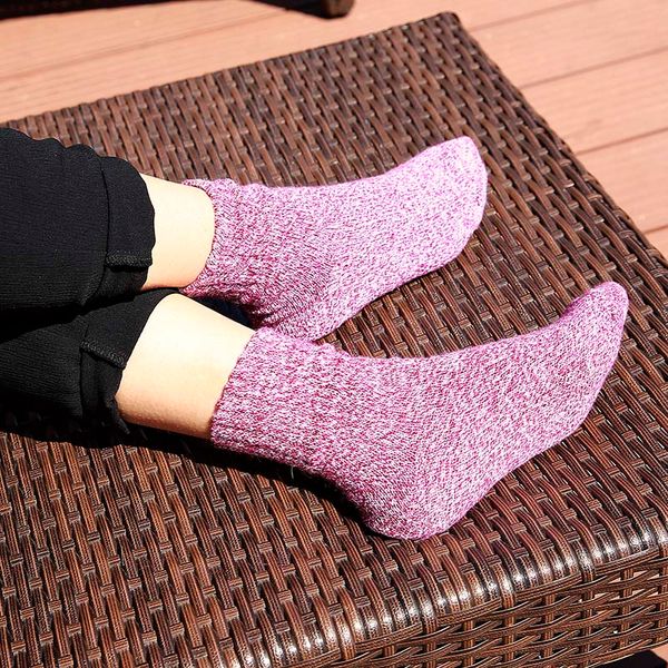 

Women Socks Winter Thermal Thick Socks Cotton Breathable Female Solid Casual 3d Ladies Casual Home Socks 5 Pairs/Lot