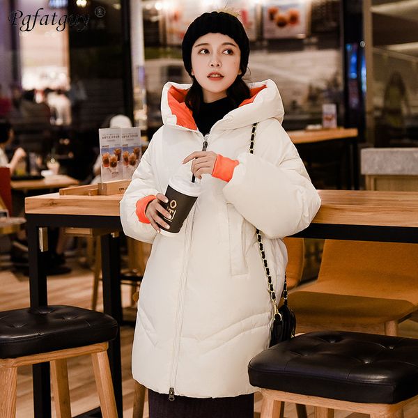 

european style elegant hooded women white black blue parkas coat winter down cotton warm coat white thicken outwear parkas mujer