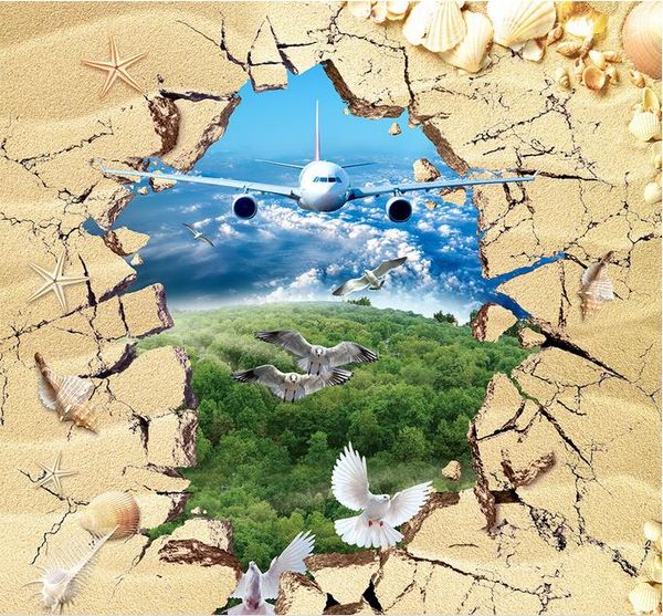 

3d wallpaper living room flying soaring living room outdoor 3d three-dimensional painting to draw the floor