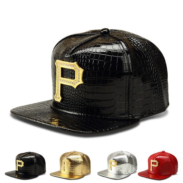 

luxury crocodile snapback pu breakdancing hip casquette hats grain golden men sport diamond dj baseball caps p hop women logo leather fsgml