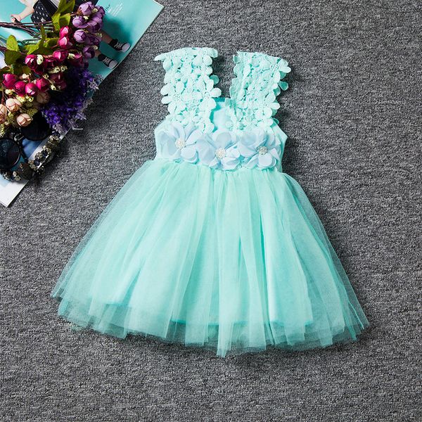 

newborn baby girl clothes dress for girl 1 year birthday gift flower tulle kids party dresses for toddler girl christening gowns, White