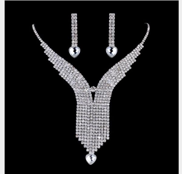 

bridal alloy pearl diamond diamond necklace jewelry set wedding jewelry accessories, Slivery;golden