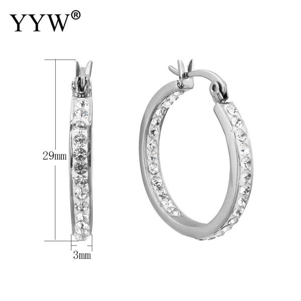 

women earrings statement rhinestone stainless steel ear loop hoop earring women 2018 punk pendientes round circle hoop earrings, Golden;silver