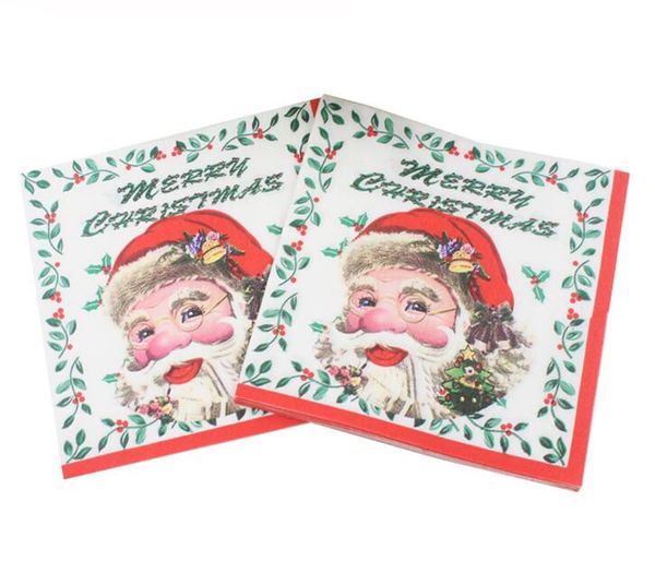 

одноразовые рождественские салфетки санта-клаус лось подарочные бумажные салфетки для украшения рождества партии поставок 33x33 см