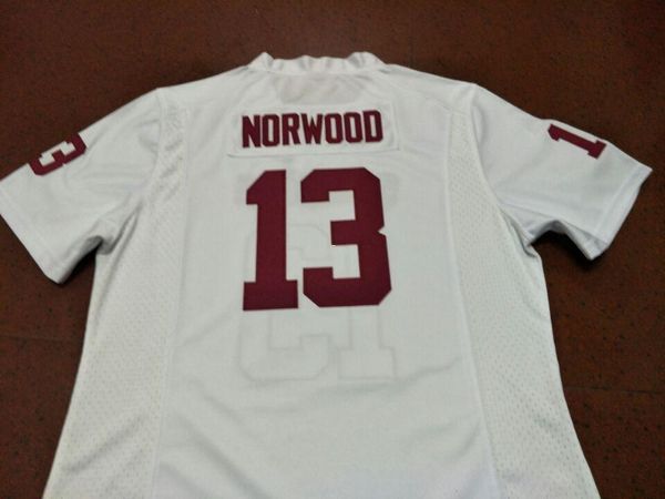 

men #13 tre norwood red white oklahoma sooners alumni college jersey or custom any name or number jersey, Black;red