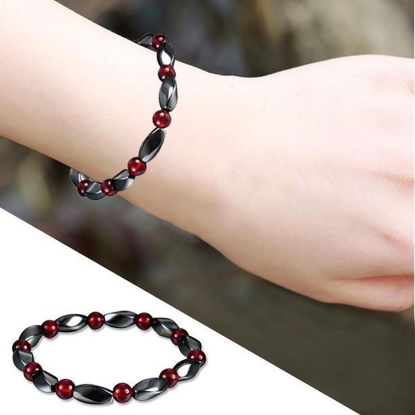 

magnetic faux hematite beads bracelet health care bangle jewelry gift, Black