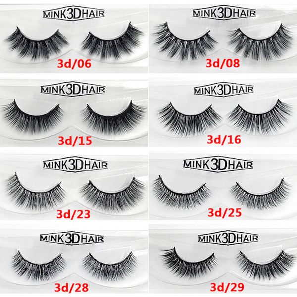 top popular 100% 3D Mink eyelash Full Strip False Eyelash Long Individual Eyelashes Mink Lashes Extension 12 styles 2pcs pair DHL free 2020