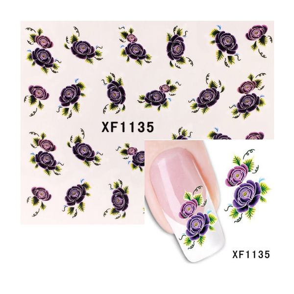 

1 pcs flowers nail stickers succulent plants water decal ocean cat pattern 3d manicure sticker nail art decoration m2t22, Black