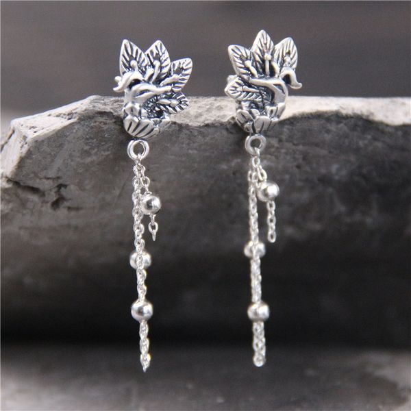 

2018 new earings fashion jewelry restoring ancient ways is carved the peacock earrings thai tassel temperament female allergy, Golden;silver