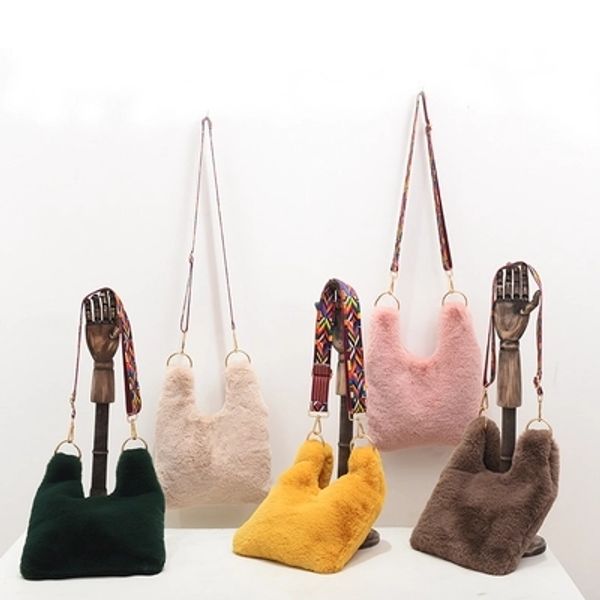 

2018 new plush bag faux rex rabbit fur shoulder bag