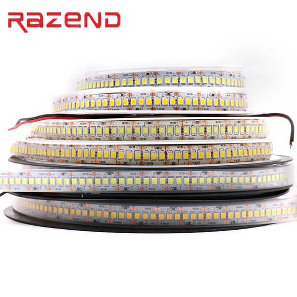 

Новый 240 LED / м скачки 5 м один ряд 2835 светодиодные полосы 12 в 1200 SMD гибкая лента холодный белый теплый RGB водонепроницаемый 10 мм ширина