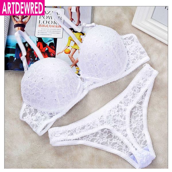 

new 2017 lace drill bra set women plus size push up underwear set bra and thong 34 36 38 40 abc cup for female, Red;black