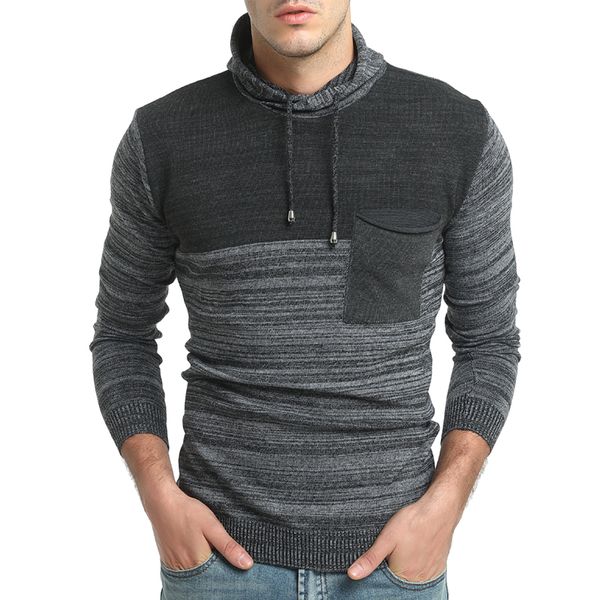 

2018 new brand casual sweater fight color hooded long sleeves slim fit knitting mens sweaters and pullovers men pullover men xxl, White;black