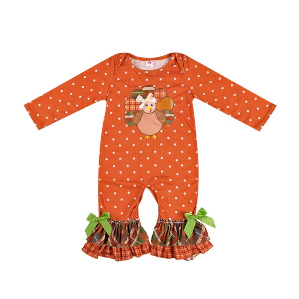 

thanksgiving day baby girls boutique romper baby romper popular infant ruffle clothing newborn gpf807-207, Blue