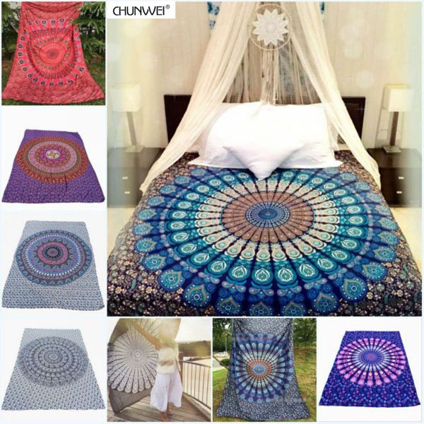 

7 types portable beach towel india mandala wall hanging bed manta yoga mat blanket camping mattress sleeping pad tapestry