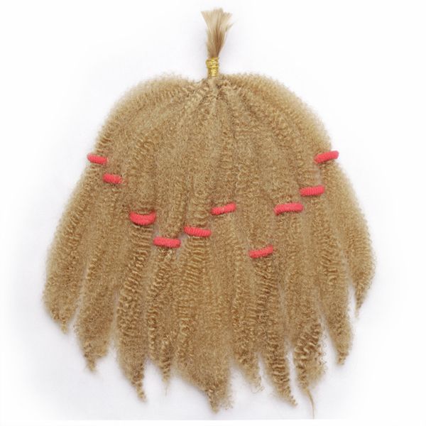 

mongolian afro kinky curly hair bundles bulks synthetic hair extensions short bug blonde 10inch 50grams braided twist hair for black women