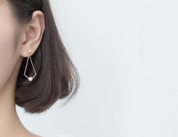 

authentic real1pair 100% 925 sterling silver fine jewelry zirconia cz &shell pearl geometric dangle earrings gtle2306, Golden;silver