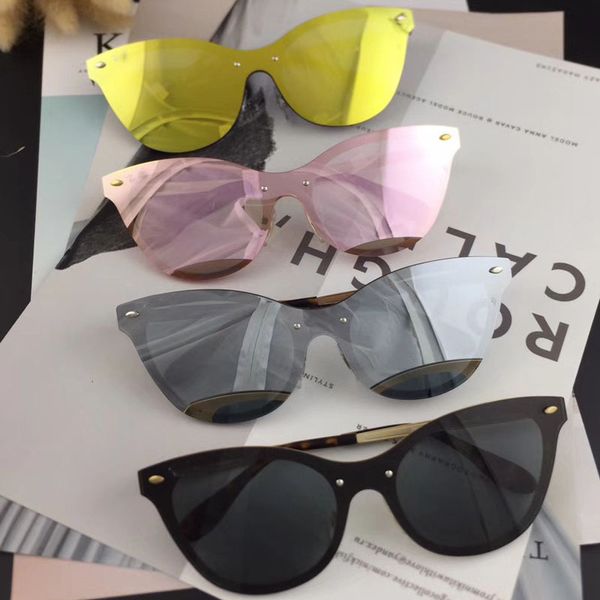 

3580 cat eye sunglasses for women fashion sunglasses brand designer sunglasses metal frame 43mm flash mirror lens with box, White;black
