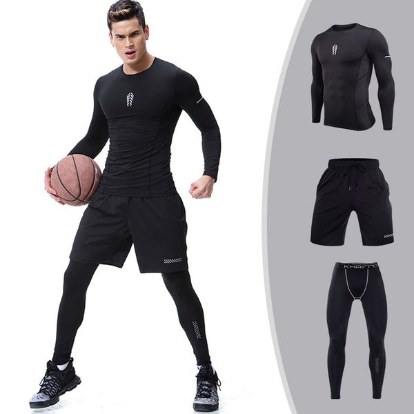 

sportsman suit running sets fitness training wear yoga sets compression suits track-field outfits sportswear quick-dry gym, White;black