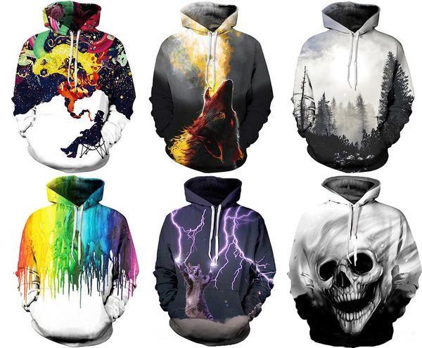 

2018 new christmas fashion galaxy men/women's fall autumn winter pullover hoodies long sleeve sweatshirt 3d print with hat plus size, Black