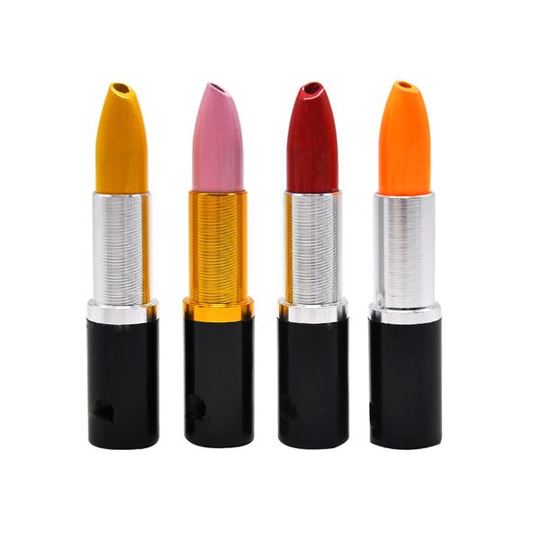 Modische kreative Lippenstift-Rauchpfeifen, kreative Verkleidungspfeife, 80 mm lang, aus Aluminium und ABS, im Taschenformat