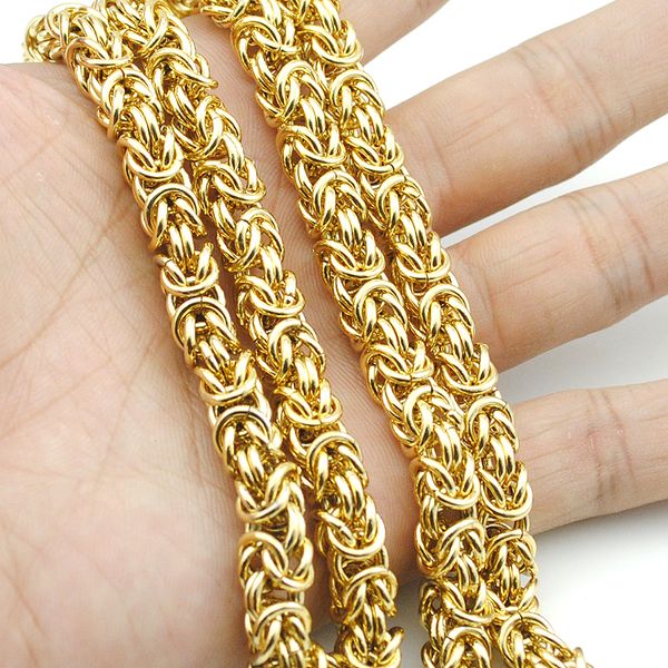 AMUMIU Top Quality 7mm Gold Chain Huge & Heavy Long Rope Stainless Steel Men's Chain Necklace Link Wholesale KN010