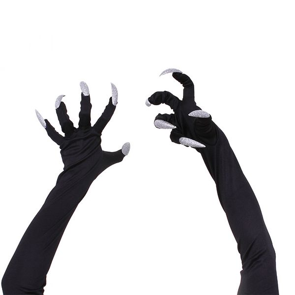 

b estoyard halloween costume gloves with nails fingernails gloves claws, Black;red
