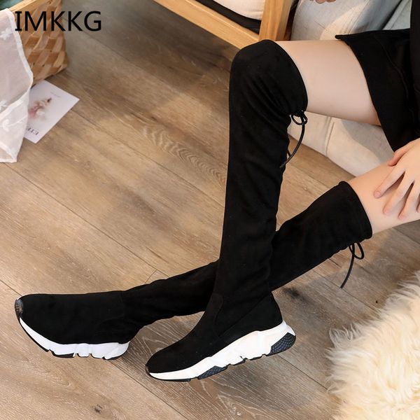 

2018 new fashion women over the knee boots casual women shoes winter warm boots snow botas m435, Black