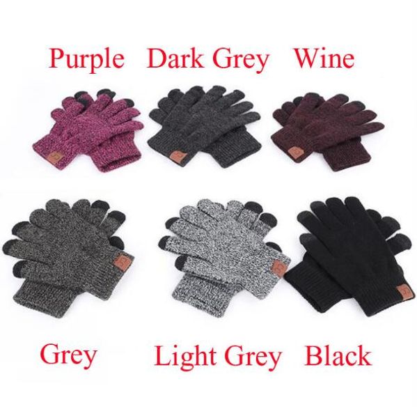 

cc knitted gloves man woman solid winter warm portable glove outdoor sports five fingers touch screen gloves