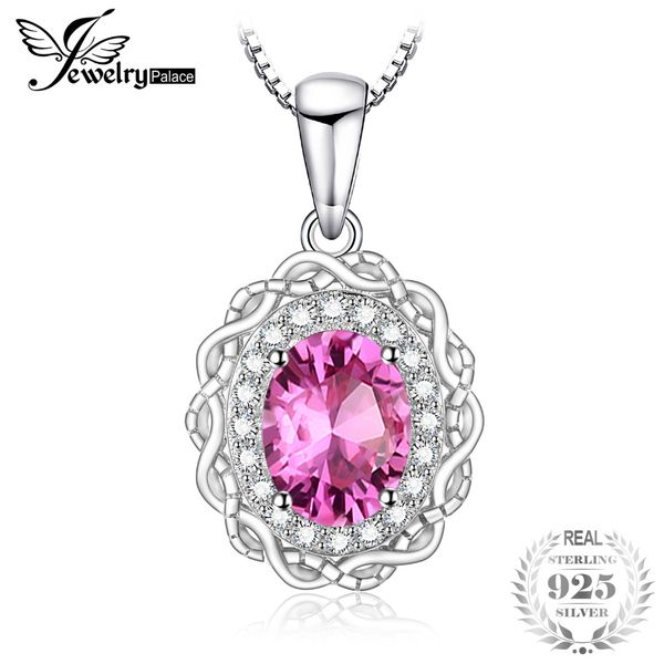

jewelrypalace vintage 1.4ct oval natural pink z halo pendants for women 925 sterling silver fine jewelry not include a chain