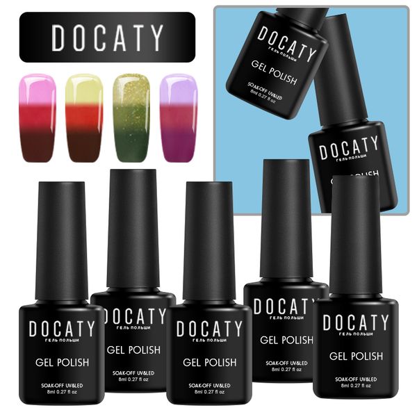 

docaty for a manicure glitter uv gel nail varnish chameleon temperature color changing nail polish diy thermal gel lacquer, Red;pink