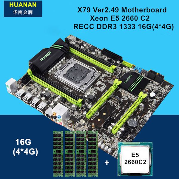 

материнская плата huanan v2.49 x79 с pci-e nvme ssd порт m.2 процессор xeon e5 2660 c2 ram 16g ddr3 recc поддержка 4 * 16g память