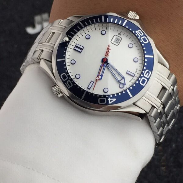 

007 автоматический ДАТА ЧЕЛОВЕК СЕРЕБРЯНЫЙ 41 ММ БЕЗЕЛЬ роскошный спорт оптом модные мужские часы новые часы из нержавеющей стали мужские