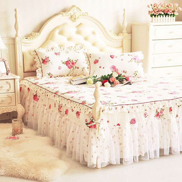

twin full queen king lace bed skirt bed cover fitted sheet cotton bedsheet set decorative 90/100/120/140/150/160/180*200cm