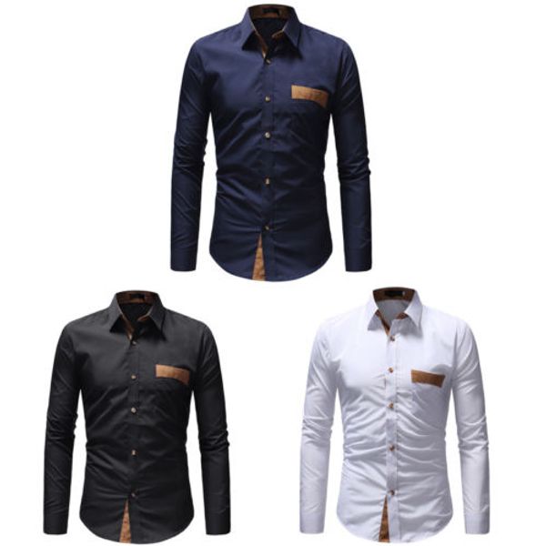 

new long shirts mens casual formal slim fit shirt top  l xl xxl xxxl, White;black